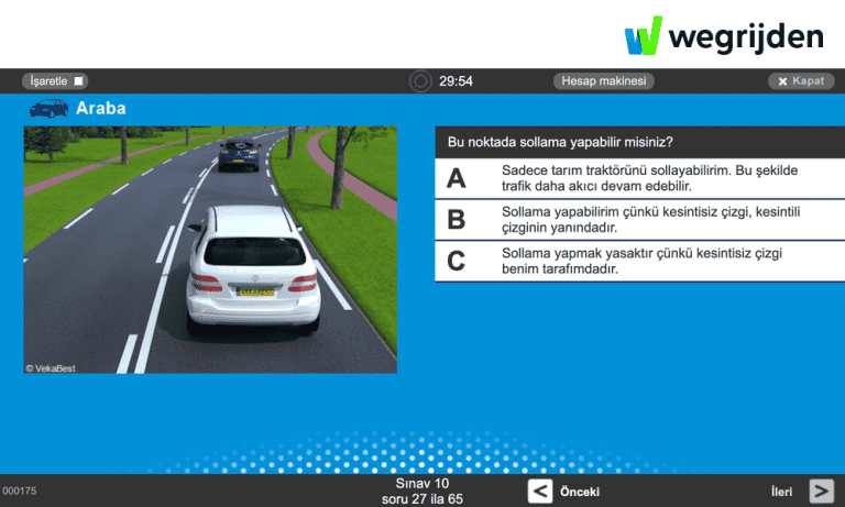 Çevrimiçi araba teori sınavı çalışması, Türkçe CBR teori sınavları ile