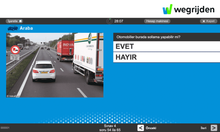 Çevrimiçi araba teori sınavı çalışması, Türkçe CBR teori sınavları ile