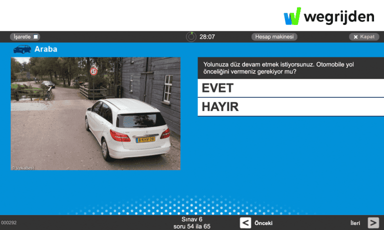 Çevrimiçi araba teori sınavı çalışması, Türkçe CBR teori sınavları ile