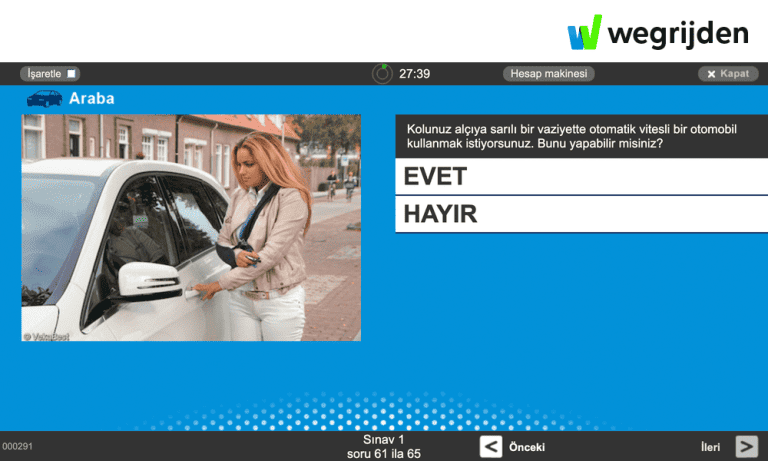 Çevrimiçi araba teori sınavı çalışması, Türkçe CBR teori sınavları ile