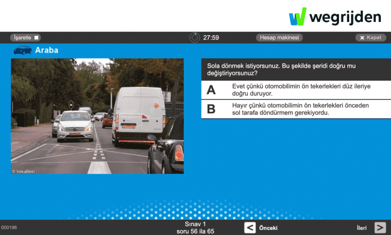 Çevrimiçi araba teori sınavı çalışması, Türkçe CBR teori sınavları ile