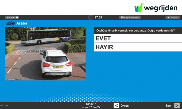 Çevrimiçi araba teori sınavı çalışması, Türkçe CBR teori sınavları ile