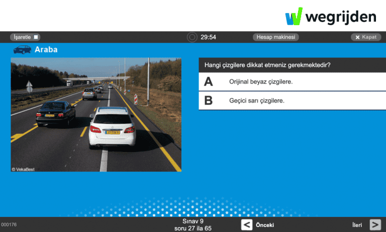 Çevrimiçi araba teori sınavı çalışması, Türkçe CBR teori sınavları ile